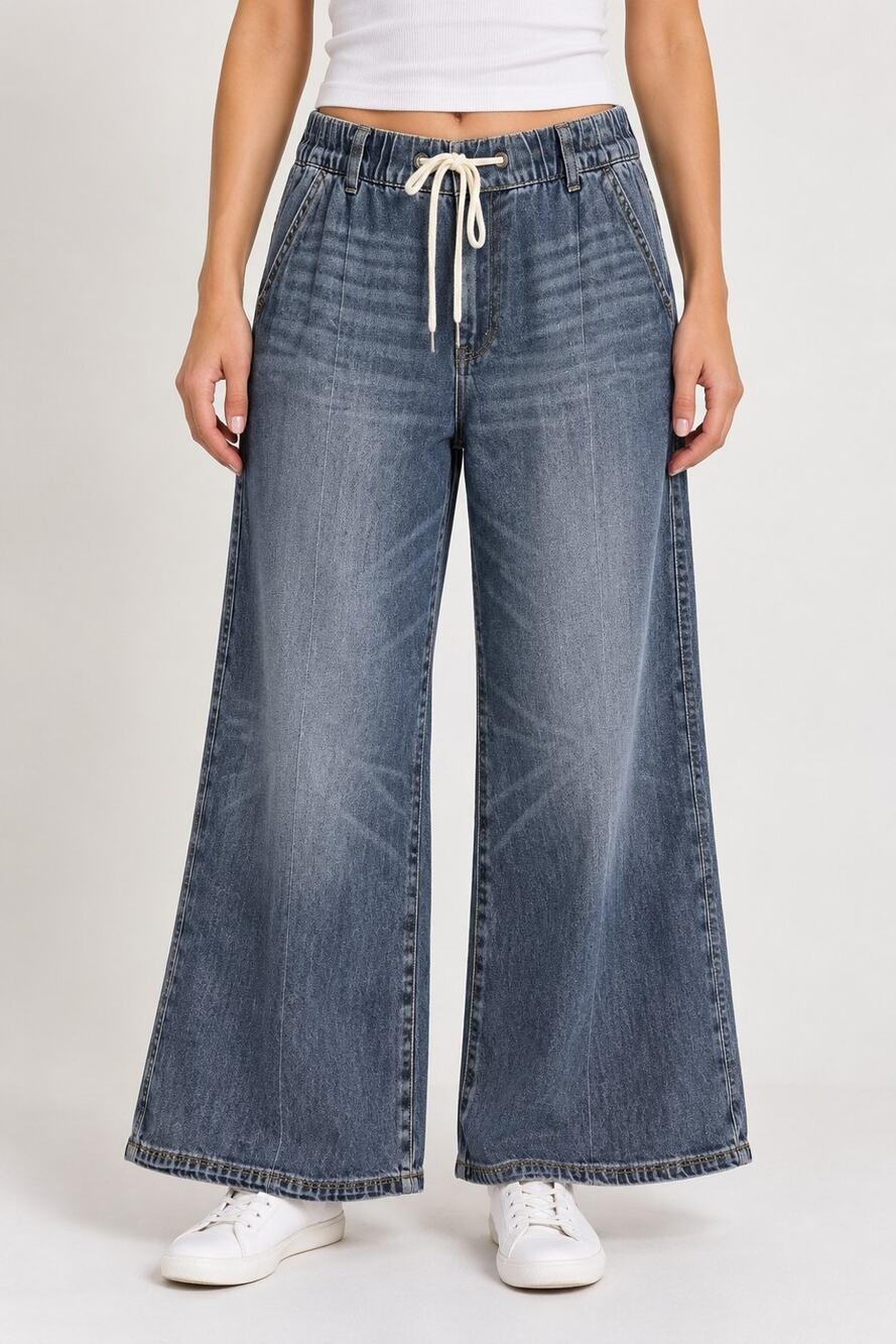 Judy Blue Palazzo High Waist Wide Leg Dark Blue Jeans NWT 30